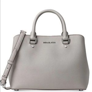grey michael kors savannah satchel large